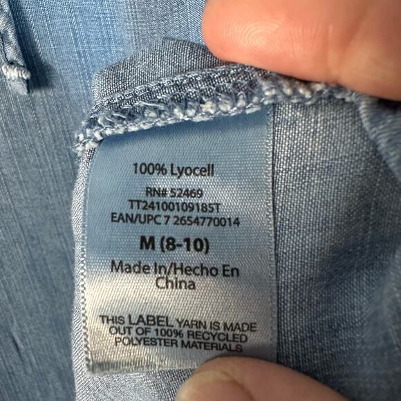 Time & true lightweight denim blouse flutter sleeve peasant bohemian summer - Picture 6 of 9